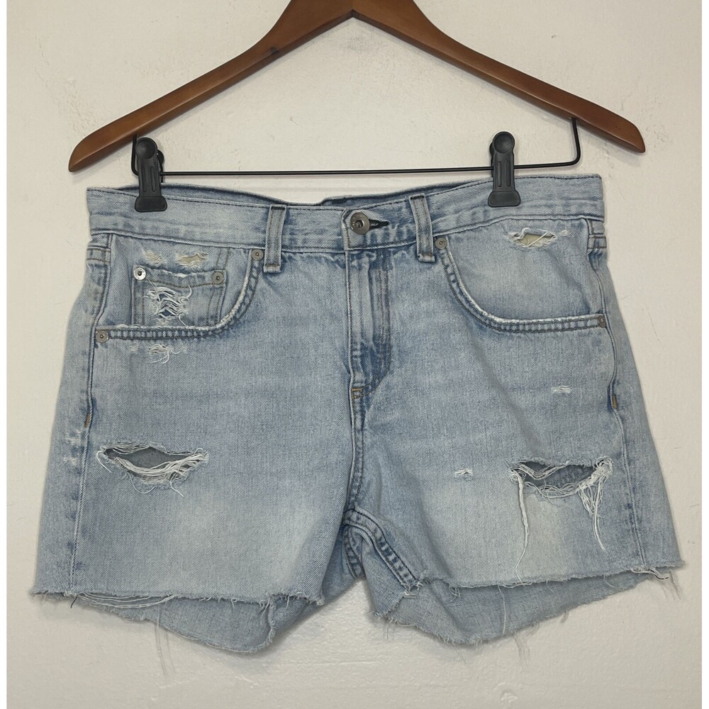 Rag And Bone w 25 Light Wash Distressed Denim Shorts
